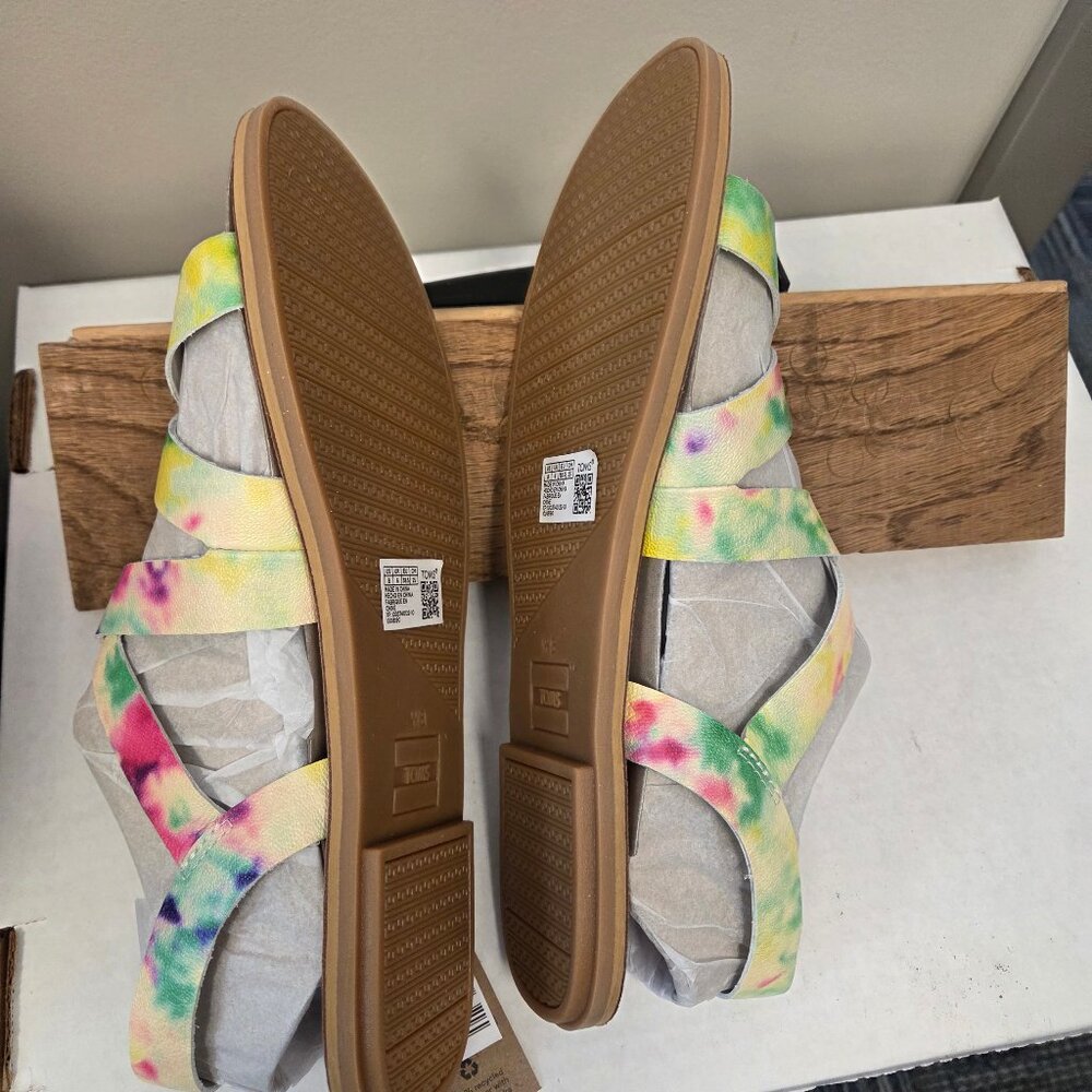 Tom's Sicily Slingback Multi Tie Dye Sandals in Women's Size 8. Colorful… - Picture 9 of 10